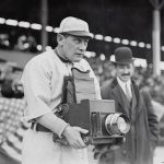 [Germany Schaefer, Washington AL (baseball)]. Glass negative from George Grantham Bain Collection, [1911]. Library of Congress Prints & Photographs Division. Photograph shows Schaefer, one of the most entertaining characters in baseball history, trying out the other side of the camera during the Washington Senators visit to play the New York Highlanders in April, 1911. https://www.loc.gov/item/2014689117/